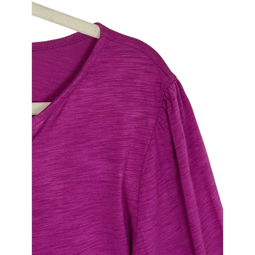 Belle by Kim Gravel XL Magenta Tie Neck Slub Knit Tunic Top Modal Cotton - Picture 8 of 14